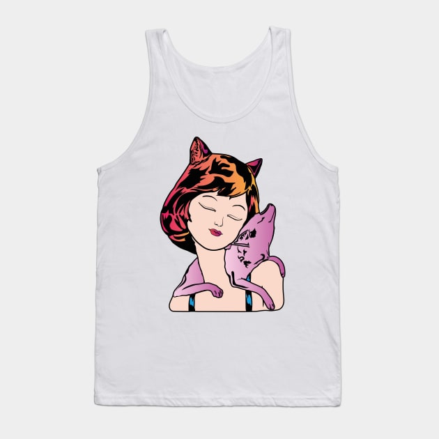 Cute Girl with Dog Tank Top by SVGdreamcollection